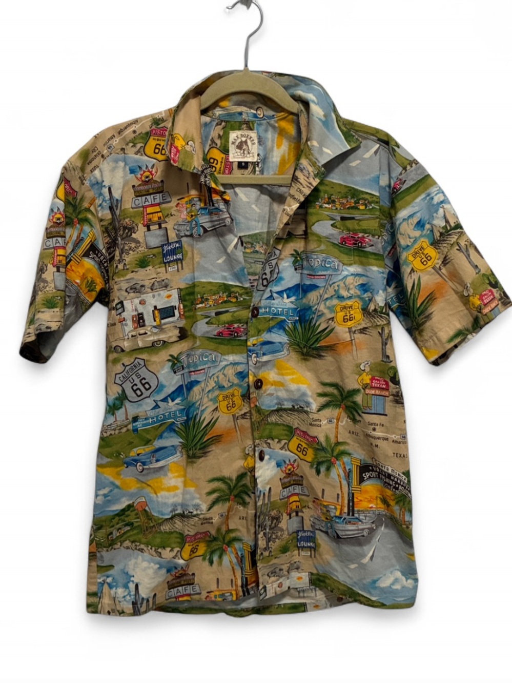 Max Boxxer Route 66 Western Printed Short Sleeve Button Down Shirt
